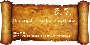 Breznyánszky Tacitusz névjegykártya